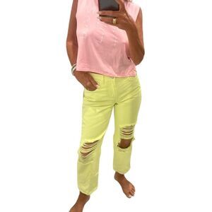 L’Agence Distressed Cropped Relaxed Fit Jeans.Size 25